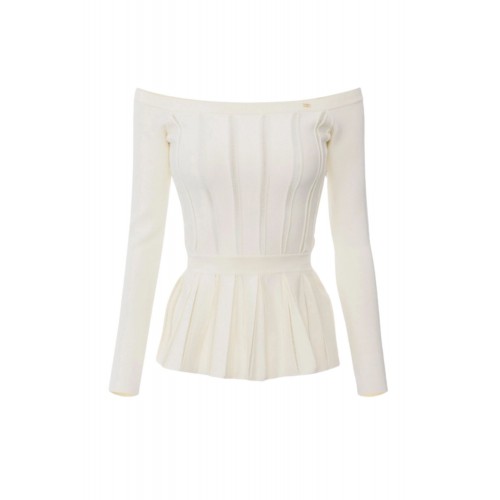 Bluza ELISABETTA FRANCHI, Decolteu larg, Vascoza, Slim Fit Bluza ELISABETTA FRANCHI, Decolteu larg, Vascoza, Slim Fit