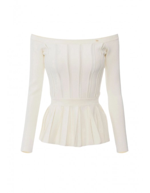Bluza ELISABETTA FRANCHI, Decolteu larg, Vascoza, Slim Fit - MK92S56E2DZ9