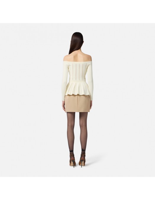 Bluza ELISABETTA FRANCHI, Decolteu larg, Vascoza, Slim Fit - MK92S56E2DZ9