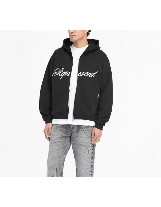 Hanorac Represent, Script Logo, Zip, Black - MLM10002547 Hanorac Represent, Script Logo, Zip, Black - MLM10002547