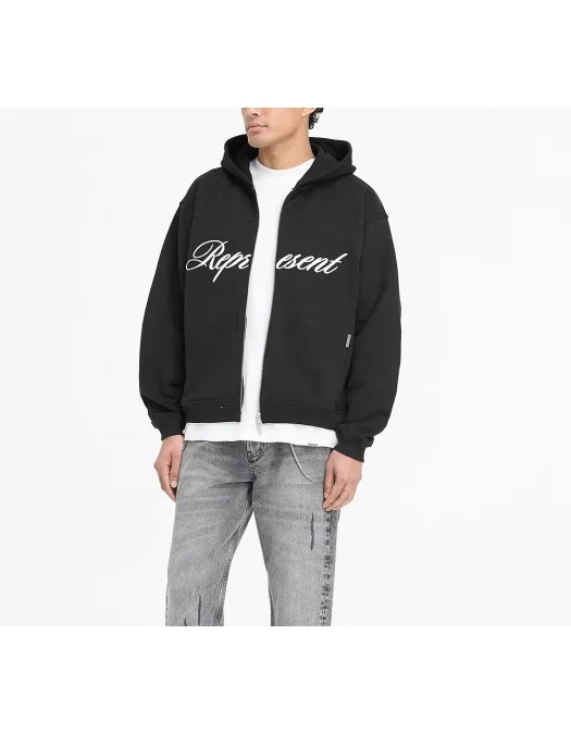 Hanorac Represent, Script Logo, Zip, Black - MLM10002547 Hanorac Represent, Script Logo, Zip, Black - MLM10002547