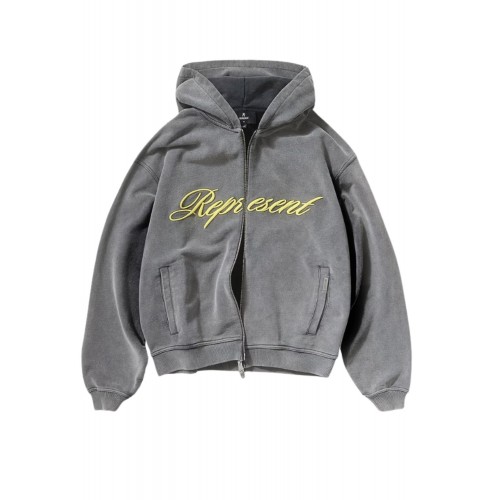 Hanorac Represent, Script Logo, Zip, Grey Hanorac Represent, Script Logo, Zip, Grey
