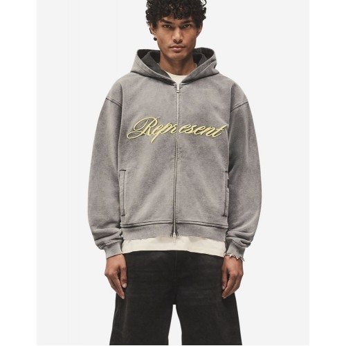 Hanorac Represent, Script Logo, Zip, Grey Hanorac Represent, Script Logo, Zip, Grey