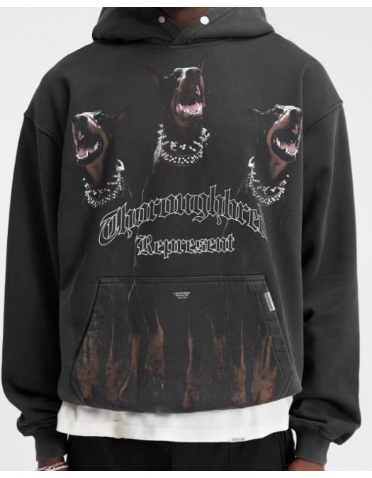 Hanorac RREPRESENT, Thoroughbred hoodie, Used Black, Oversized Fit - MLM10055603