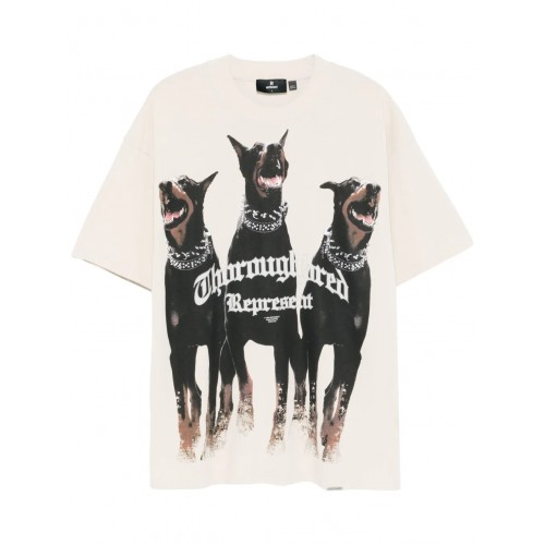 Tricou Represent,  Thoroughbred Print, Vintage White, Oversized Tricou Represent,  Thoroughbred Print, Vintage White, Oversized