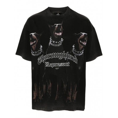 Tricou Represent,  Thoroughbred Print, Vintage Black, Oversized Tricou Represent,  Thoroughbred Print, Vintage Black, Oversized