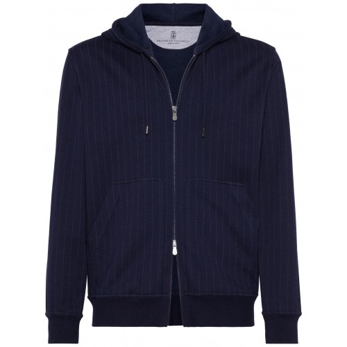 Hanorac BRUNELLO CUCINELLI, Model dungat, Albastru marin Hanorac BRUNELLO CUCINELLI, Model dungat, Albastru marin