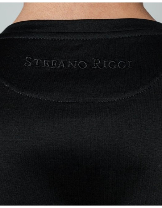 Tricou STEFANO RICCI, Logo Insert, Black - MNH4103110TE0001N999