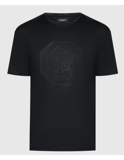 Tricou STEFANO RICCI, Logo Insert, Black - MNH4103110TE0001N999