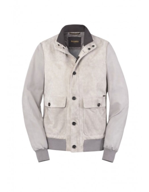Jacheta MOORER, Suede bomber jacket, Grey - MOUGI100034TEPA058V3062
