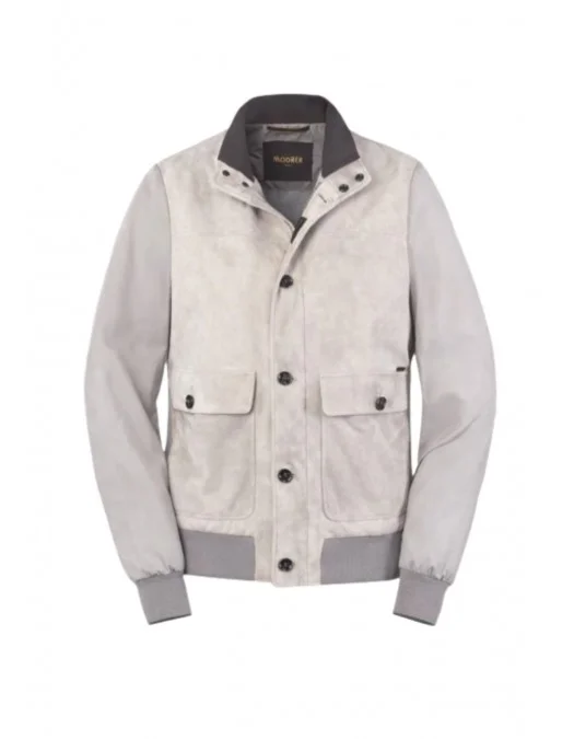 Jacheta MOORER, Suede bomber jacket, Grey - MOUGI100034TEPA058V3062