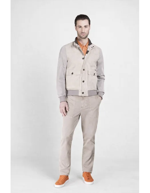 Jacheta MOORER, Suede bomber jacket, Grey - MOUGI100034TEPA058V3062