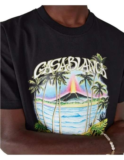 Tricou CASABLANCA, Volcano Short Sleeve T‑Shirt, Black - MSP26JTS00121EXBCVOLCANO