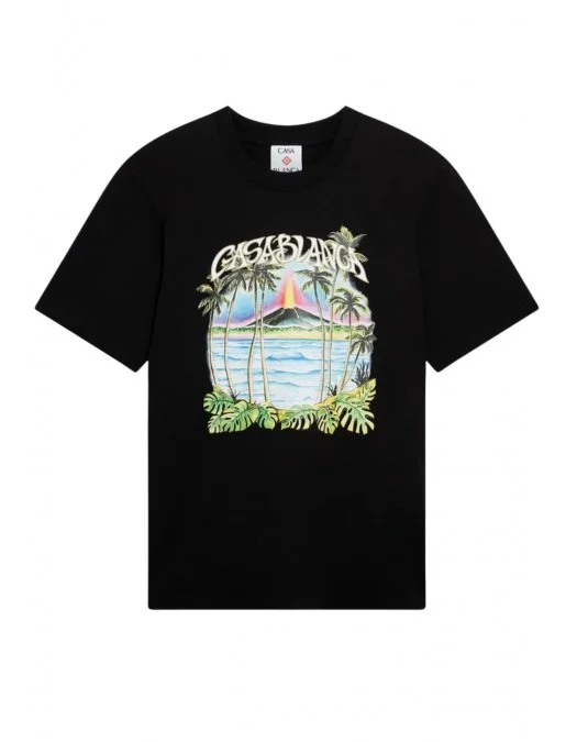Tricou CASABLANCA, Volcano Short Sleeve T‑Shirt, Black - MSP26JTS00121EXBCVOLCANO