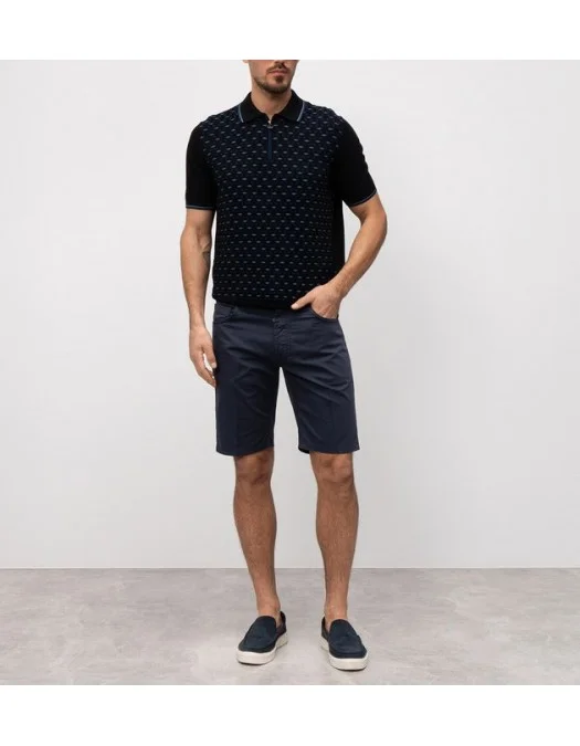 BERMUDE STEFANO RICCI, Logo Insert, Cotton, Navy Blue - MST5200290T0182B062