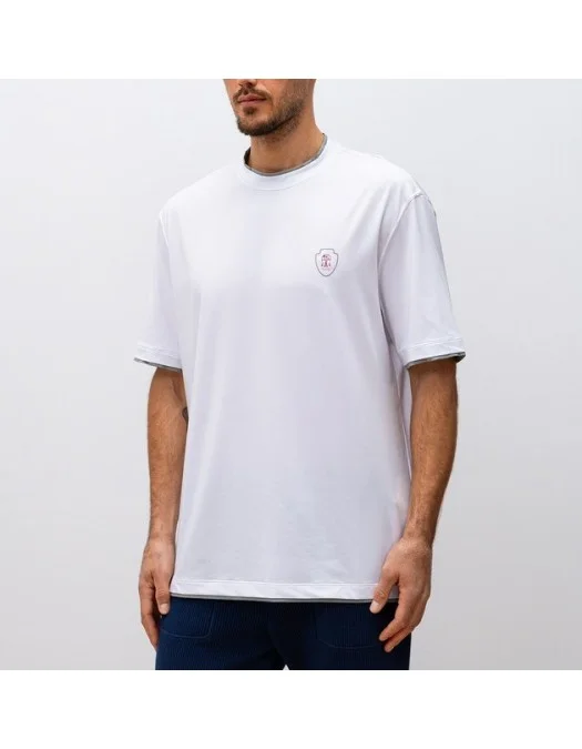 Tricou BRUNELLO CUCINELLI, Small Logo Print, White - MW8577427TCQI67 Tricou BRUNELLO CUCINELLI, Small Logo Print, White - MW8577427TCQI67