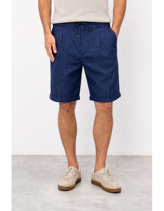 Pantaloni scurti Brunello Cucinelli Chevron Bermuda Shorts, Bleumarin - MZ408U0020C002