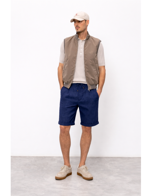 Pantaloni scurti Brunello Cucinelli Chevron Bermuda Shorts, Bleumarin - MZ408U0020C002