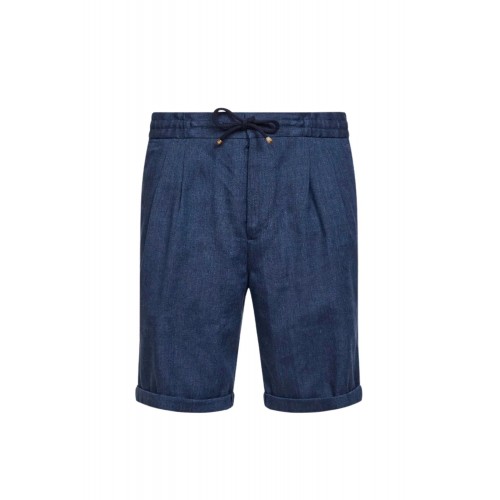Pantaloni scurti Brunello Cucinelli Chevron Bermuda Shorts, Bleumarin