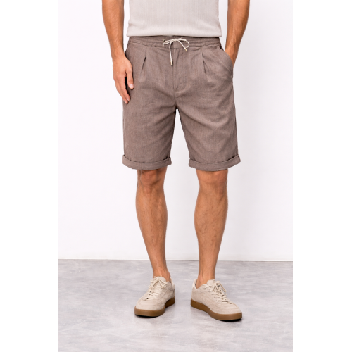 Pantaloni scurti Brunello Cucinelli Chevron Bermuda Shorts, Beige