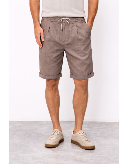 Pantaloni scurti Brunello Cucinelli Chevron Bermuda Shorts, Beige - MZ408U0020C009