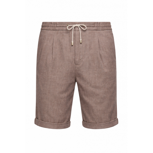 Pantaloni scurti Brunello Cucinelli Chevron Bermuda Shorts, Beige