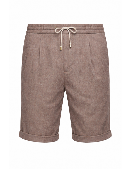 Pantaloni scurti Brunello Cucinelli Chevron Bermuda Shorts, Beige - MZ408U0020C009