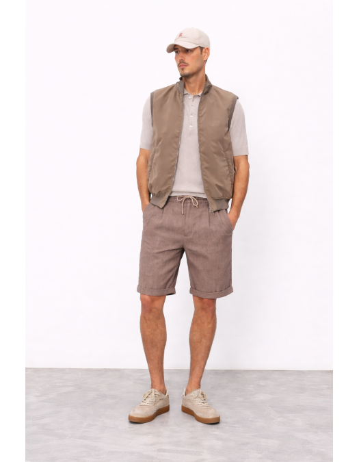 Pantaloni scurti Brunello Cucinelli Chevron Bermuda Shorts, Beige - MZ408U0020C009