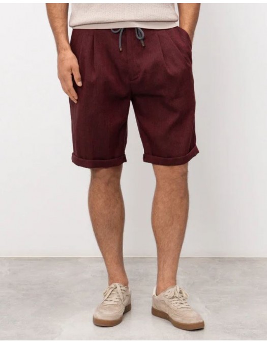 Pantaloni scurti Brunello Cucinelli Chevron Bermuda Shorts, Visiniu - MZ408U0020C016