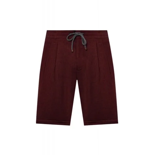 Pantaloni scurti Brunello Cucinelli Chevron Bermuda Shorts, Visiniu
