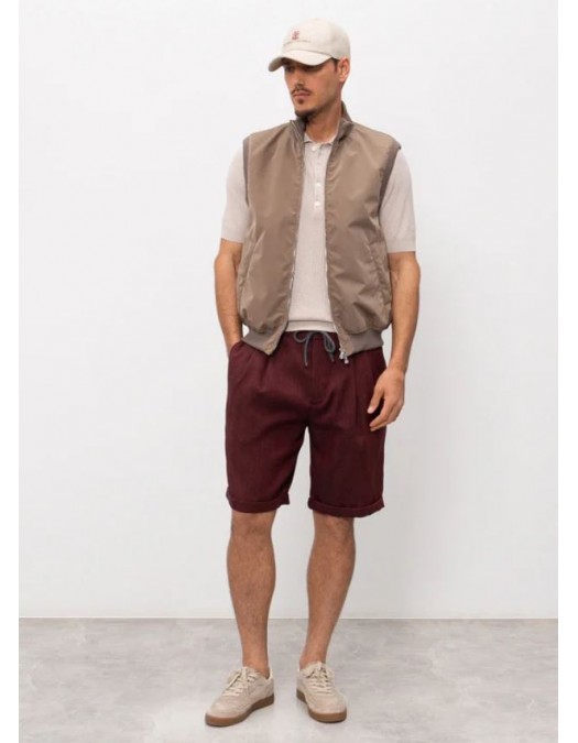 Pantaloni scurti Brunello Cucinelli Chevron Bermuda Shorts, Visiniu - MZ408U0020C016