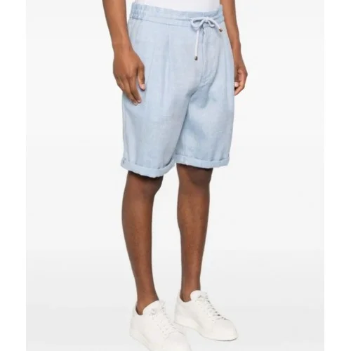 Pantaloni scurti Brunello Cucinelli Chevron Bermuda Shorts, Blue