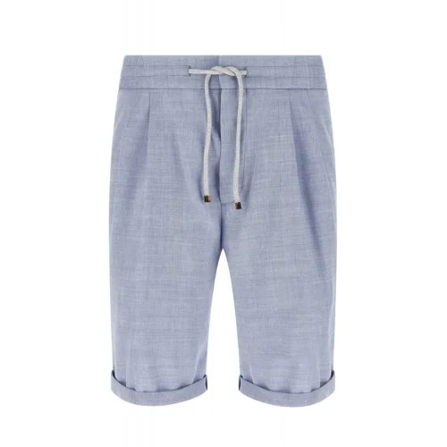 Pantaloni scurti Brunello Cucinelli Chevron Bermuda Shorts, Blue