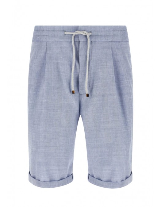 Pantaloni scurti Brunello Cucinelli Chevron Bermuda Shorts, Blue - MZ408U0020C024