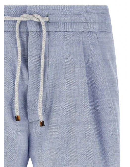 Pantaloni scurti Brunello Cucinelli Chevron Bermuda Shorts, Blue - MZ408U0020C024