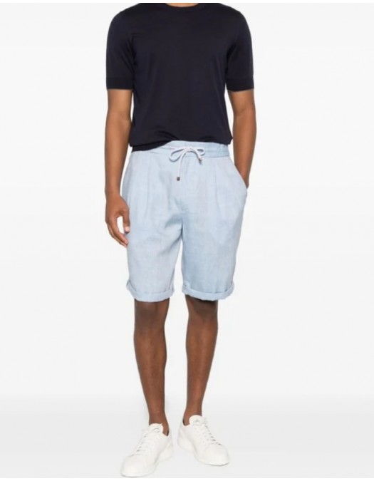 Pantaloni scurti Brunello Cucinelli Chevron Bermuda Shorts, Blue - MZ408U0020C024