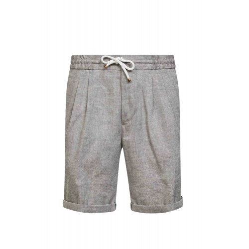 Pantaloni scurti Brunello Cucinelli Chevron Bermuda Shorts, Gri