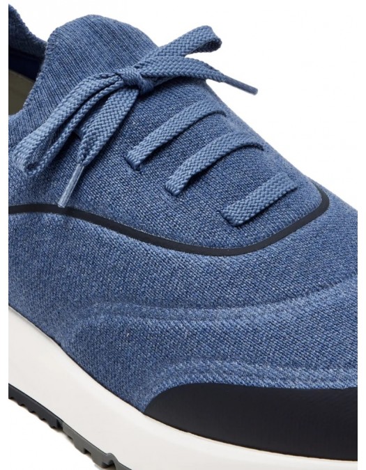 Sneakers, BRUNELLO CUCINELLO, Runners lace-up sneakers, Blue - MZUAUFO340CIK60