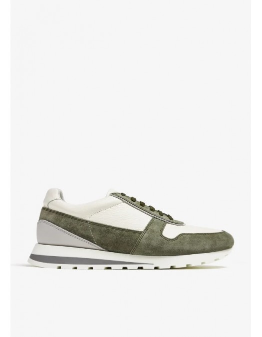 Sneakers BRUNELLO CUCINELLI, Grained Calfskin, Olive - MZUAVLA289CAV63