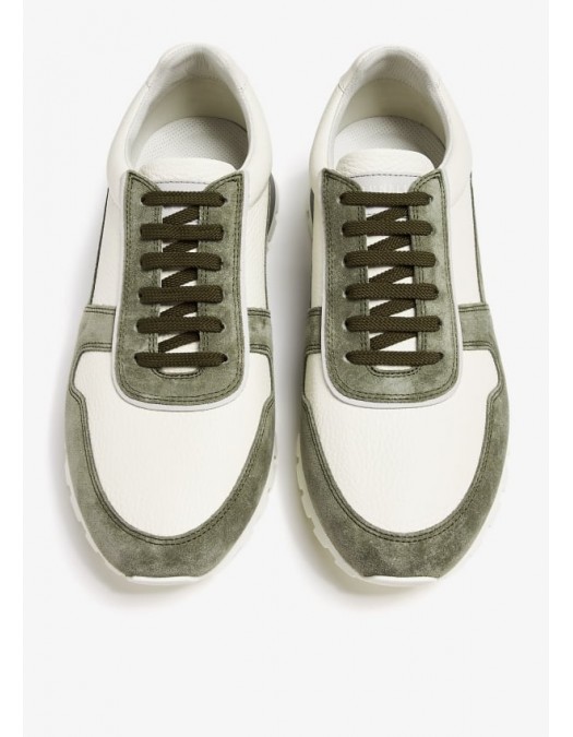 Sneakers BRUNELLO CUCINELLI, Grained Calfskin, Olive - MZUAVLA289CAV63