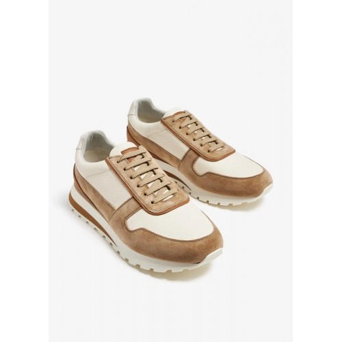 Sneakers BRUNELLO CUCINELLI, Grained Calfskin, Beige Sneakers BRUNELLO CUCINELLI, Grained Calfskin, Beige