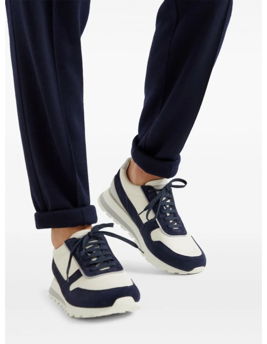 Sneakers BRUNELLO CUCINELLI, Panelled Detail, Low Top, Navy Blue - MZUESLA289CBD88