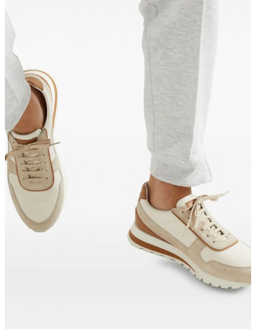 Sneakers BRUNELLO CUCINELLI, Panelled Detail, Low Top, Light Beige - MZUESLA289CJI86