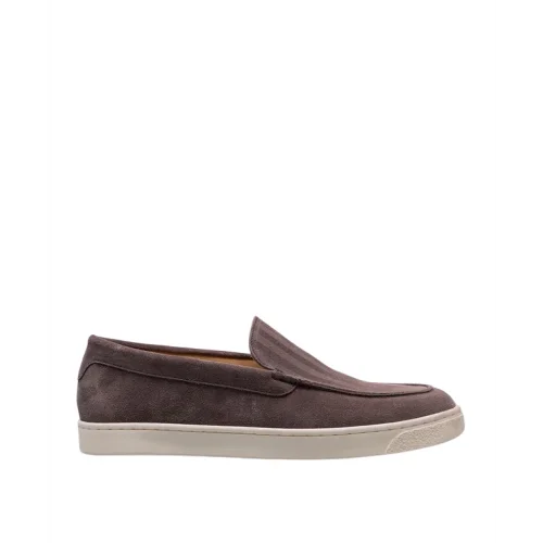 Loafers BRUNELLO CUCINELLI, Logo, Herringbone Pattern, Suede, Brown