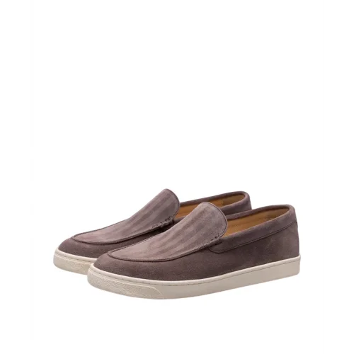 Loafers BRUNELLO CUCINELLI, Logo, Herringbone Pattern, Suede, Brown