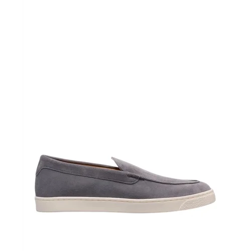 Loafers BRUNELLO CUCINELLI, Logo, Herringbone Pattern, Suede, Grey
