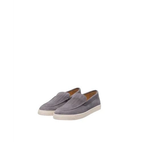 Loafers BRUNELLO CUCINELLI, Logo, Herringbone Pattern, Suede, Grey