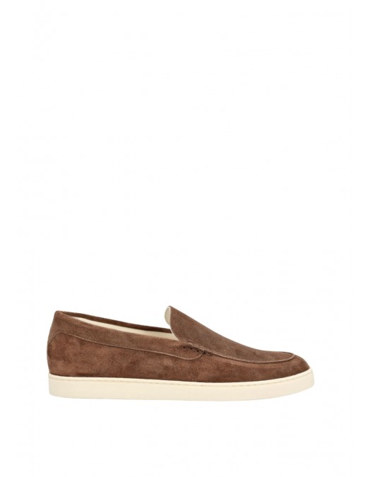 Loafers BRUNELLO CUCINELLI, Logo, Herringbone Pattern, Suede, Maro - MZUHVSP335C7959