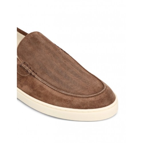 Loafers BRUNELLO CUCINELLI, Logo, Herringbone Pattern, Suede, Maro