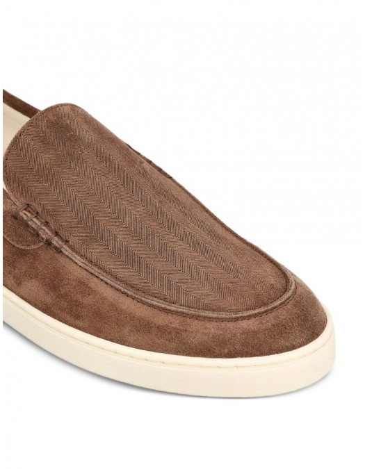 Loafers BRUNELLO CUCINELLI, Logo, Herringbone Pattern, Suede, Maro - MZUHVSP335C7959